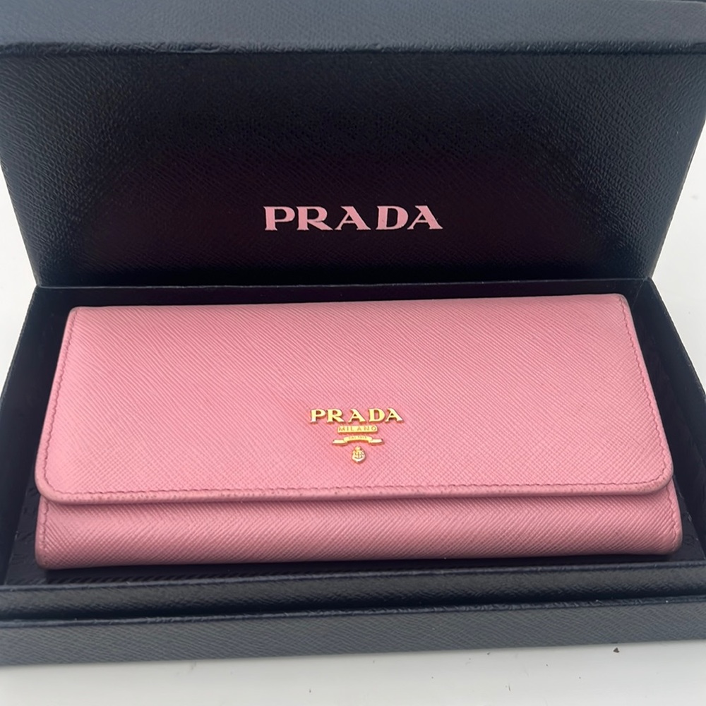 Authentic Prada Wallet with Gold Branding